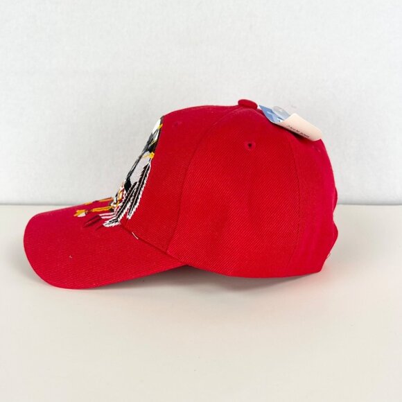 Native Pride Men's Red Cap One Size Embroidered Wolf Dreamcatcher NWT - Picture 3 of 7